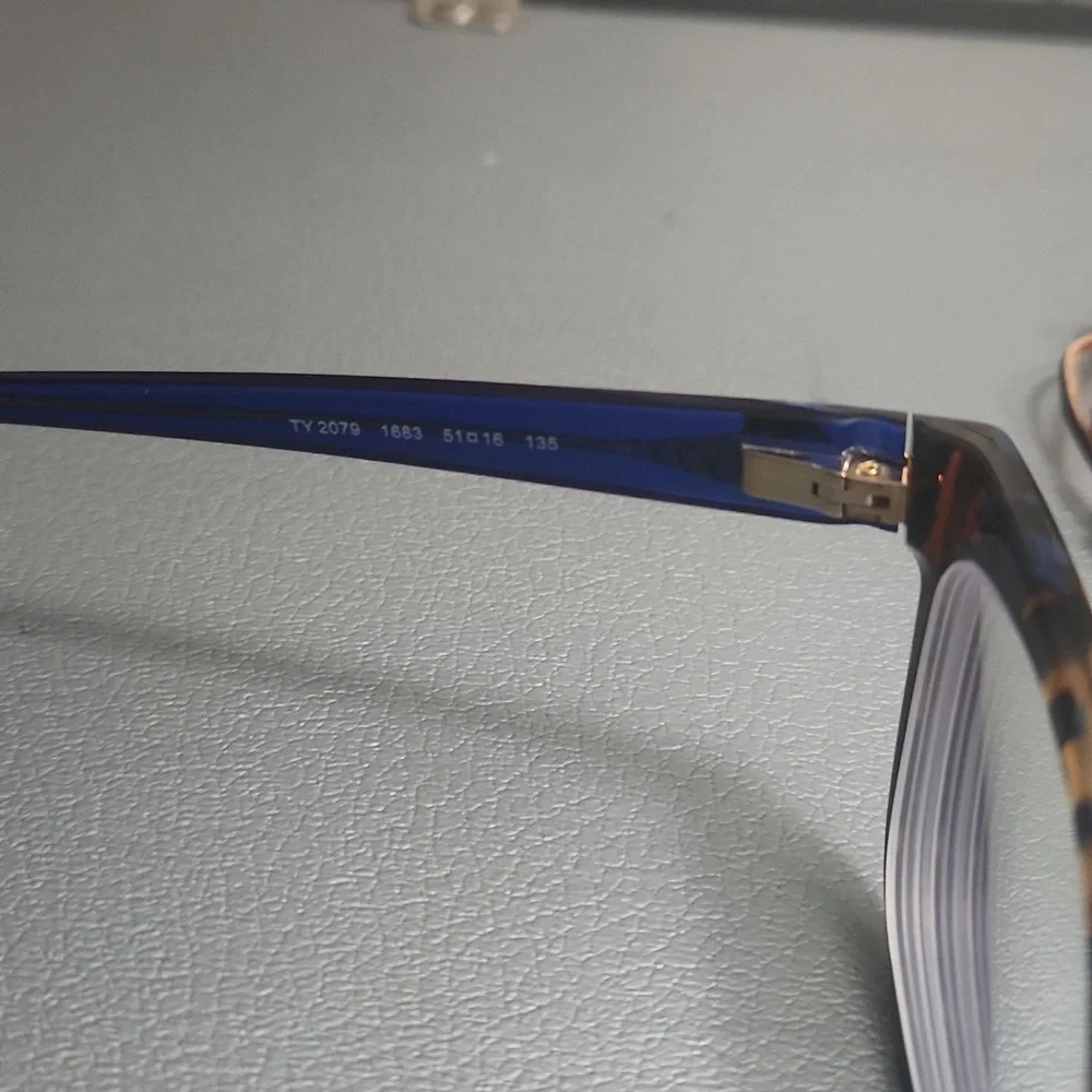 Tory Burch Blue Tortoiseshell Glasses with Orange Logo Case